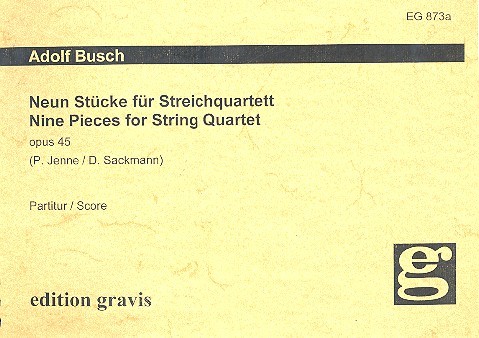 9 Stücke op.45 für  Streichquartett,  Partitur  