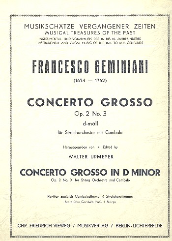 Concerto grosso d-Moll op.2,3  für Streichorchester  Partitur