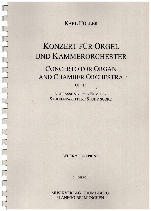 Konzert op.15  für Orgel und Orchester  Studienpartitur