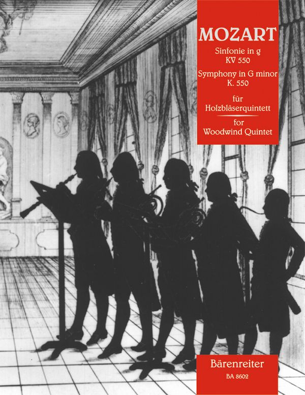 Sinfonie g-Moll Nr.40 KV550&nbsp;&nbsp;für Flöte, Oboe, Klarinette, Horn&nbsp;&nbsp;und Fagott,  Partitur und Stimmen