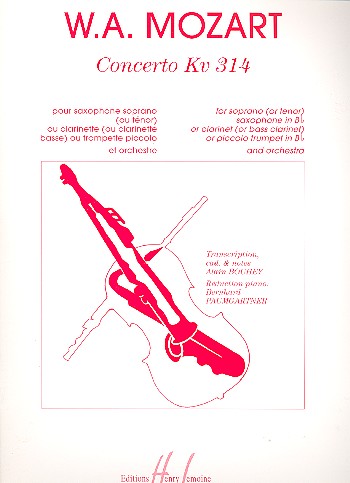 Concerto KV314&nbsp;&nbsp;pour saxophone (s/t) et piano&nbsp;&nbsp;