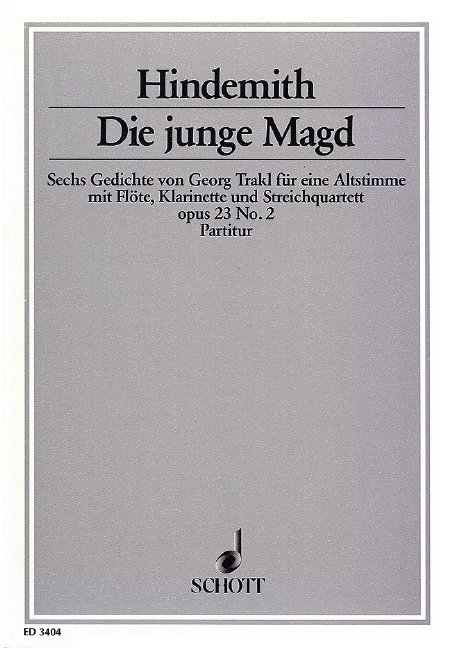 Die junge Magd op. 23/2  für Alt-Stimme mit Flöte, Klarinette und Streichquartett  Partitur