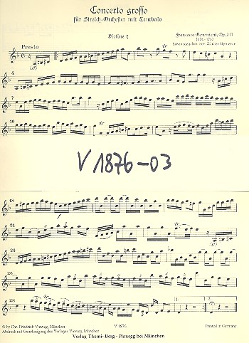 Concerto grosso d-Moll op.2,3  für Streichorchester  Stimmenset