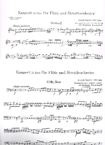 Konzert D-Dur Hob.VIIF:1  für Flöte und Streichorchester  Stimmensatz (3-3-2-3)