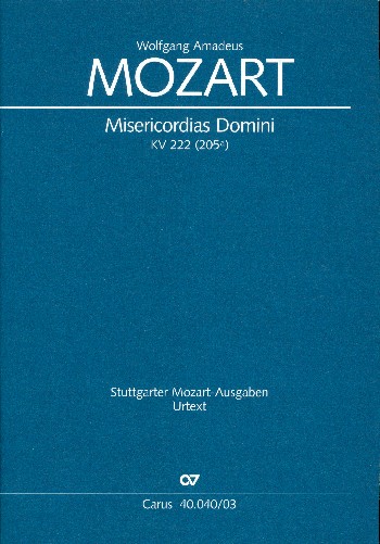 Misericordias Domini KV222&nbsp;&nbsp;für gem Chor und Orchester&nbsp;&nbsp;Klavierauszug