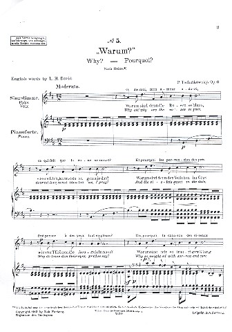 Warum op.6 Nr.5 für Gesang und Klavier&nbsp;&nbsp;(dt/en)&nbsp;&nbsp;