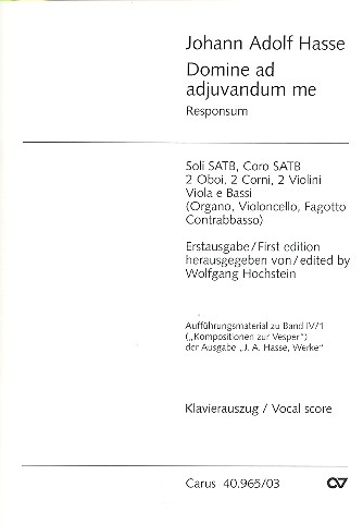 Domine ad adjuvandum me  für Soli, Chor und Orchester  Klavierauszug