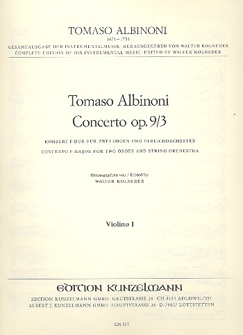 Concerto op.9,3&nbsp;&nbsp;für 2 Oboen und Streicher&nbsp;&nbsp;Violine 1
