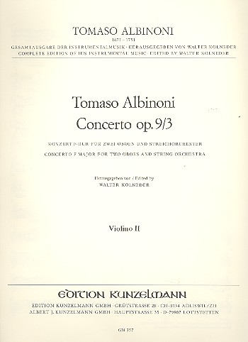Concerto op.9,3&nbsp;&nbsp;für 2 Oboen und Streicher&nbsp;&nbsp;Violine 2