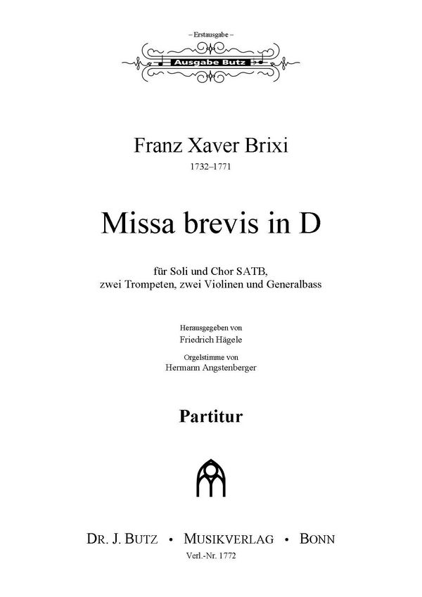 Missa brevis D-Dur  für Soli, gem Chor und Orchester  Partitur