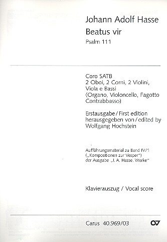 Beatus vir für Soli, Chor  und Orchester  Klavierauszug