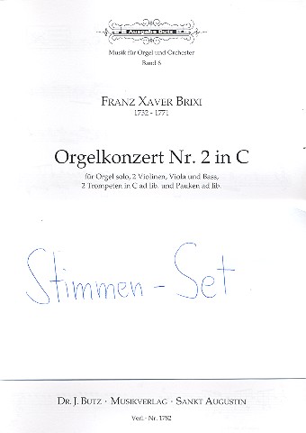 Konzert C-Dur Nr.2  für Orgel, Streicher, Trompeten in C und Pauken ad lib  Stimmensatz
