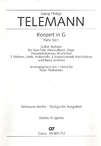 Grillen-Sinfonie G-Dur TWV50:1&nbsp;&nbsp;für Orchester&nbsp;&nbsp;Violine 2