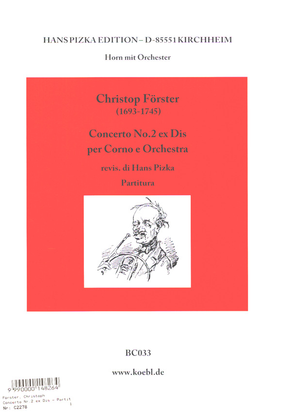 Konzert Es-Dur No.2  für Horn und Streicher  Partitur und Stimmen