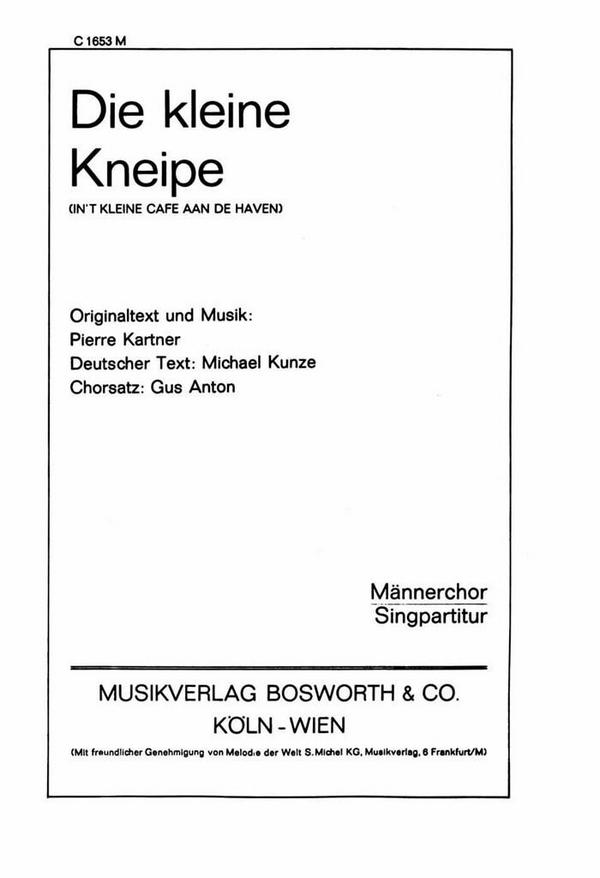 Die kleine Kneipe&nbsp;&nbsp;für Männerchor und Klavier&nbsp;&nbsp;Chorpartitur