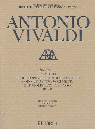 Beatus vir RV598 für  Soli (SSA), Chor und Streicher  Partitur