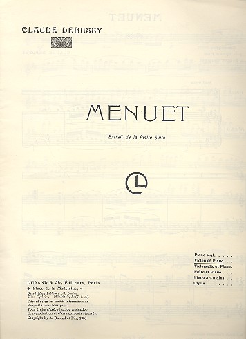 Menuet Extrait de la petite  suite pour violon et piano  