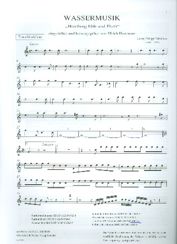 Wassermusik Hamburger Ebb und&nbsp;&nbsp;Fluth für 4 Blockflöten (SATB)&nbsp;&nbsp;Tenorblockflöte