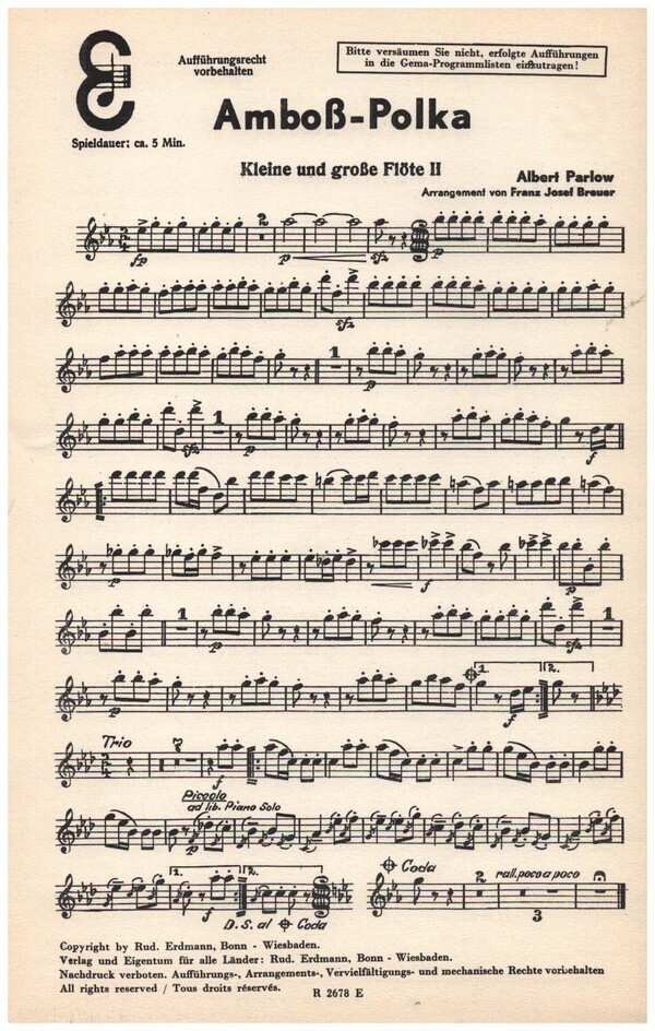 Amboss-Polka: für Salonorchester  Ergänzungsstimmen  