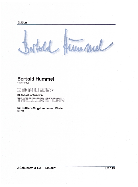 Zehn Lieder op. 71b&nbsp;&nbsp;für mittlere Singstimme und Klavier&nbsp;&nbsp;