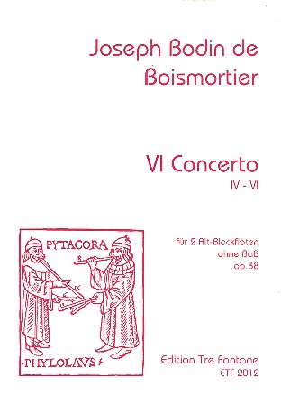 6 Concerti op.38 Band 2 (Nr.4-6)  für 2 Altblockflöten  Spielpartitur