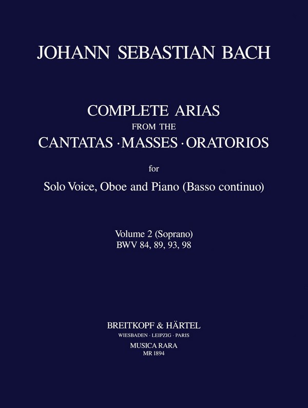 Complete Arias vol.2&nbsp;&nbsp;for soprano, oboe and bc&nbsp;&nbsp;4 parts