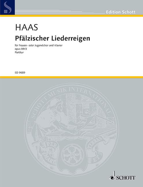 Pfälzischer Liederreigen op. 89/3&nbsp;&nbsp;für gleiche Stimmen (1-2stg. Frauen- oder Jugendchor) und Klavier&nbsp;&nbsp;Partitur - (= Klavierstimme)