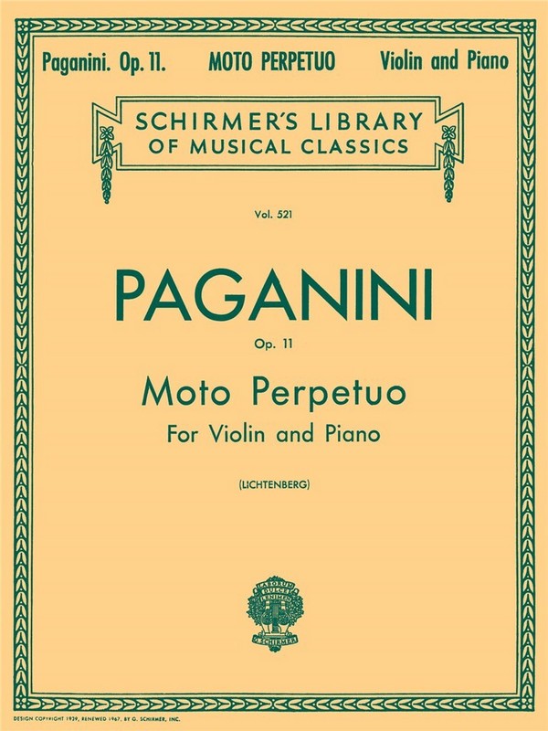 MOTO PERPETUO OP.11 FOR&nbsp;&nbsp;VIOLIN AND PIANO&nbsp;&nbsp;LICHTENBERG, LEOPOLD, ED