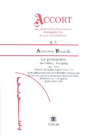 La primavera für Blockflötenchor  (SAATB Grossbass) oder 6 Flöten  Partitur und Stimmen