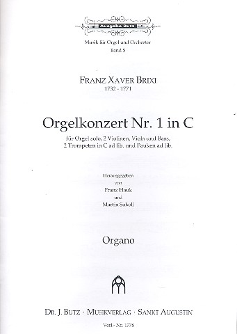 Konzert C-Dur Nr.1  Für Orgel, Streicher, Trompeten in C und Pauken ad lib  Orgelstimme