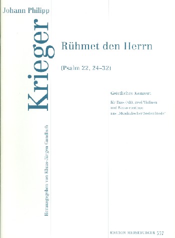 Rühmet den Herrn für Bass  (Alt), 2 Violinen und Bc  Partitur und Stimmen