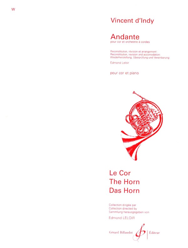 Andante pour cor et orchestre a cordes  pour cor et piano  