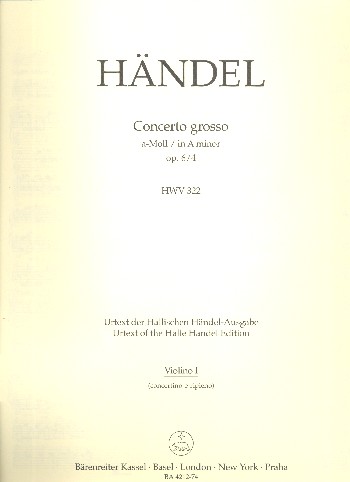 Concerto grosso a-Moll op.6,4&nbsp;&nbsp;HWV322 für Orchester&nbsp;&nbsp;Violine 1