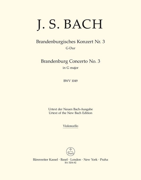 Brandenburgisches Konzert G-Dur Nr.4&nbsp;&nbsp;BWV1049 für Orchester&nbsp;&nbsp;Violoncello (Ripieno)