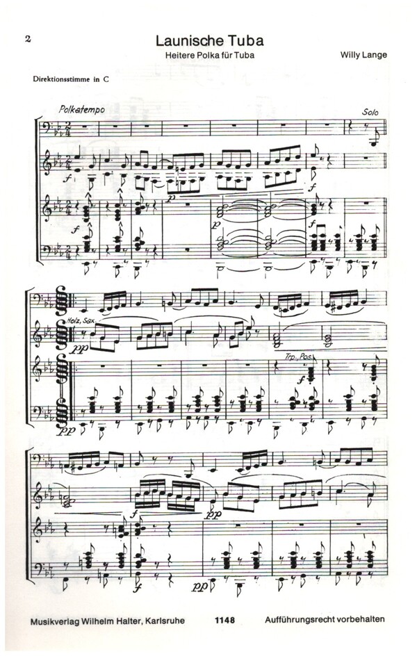 Launische Tuba: für  Tuba und Blasorchester  