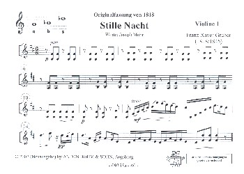Stille Nacht   für Sopran, Alt, gem Chor, 2 Violinen, Violoncello/Kontrabass und 2 Hörner in F  Instrumentalstimmen