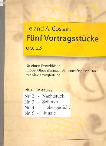 5 Vortragsstücke op.23   für Oboenspieler und Klavier  (Set mit 5 Heften)