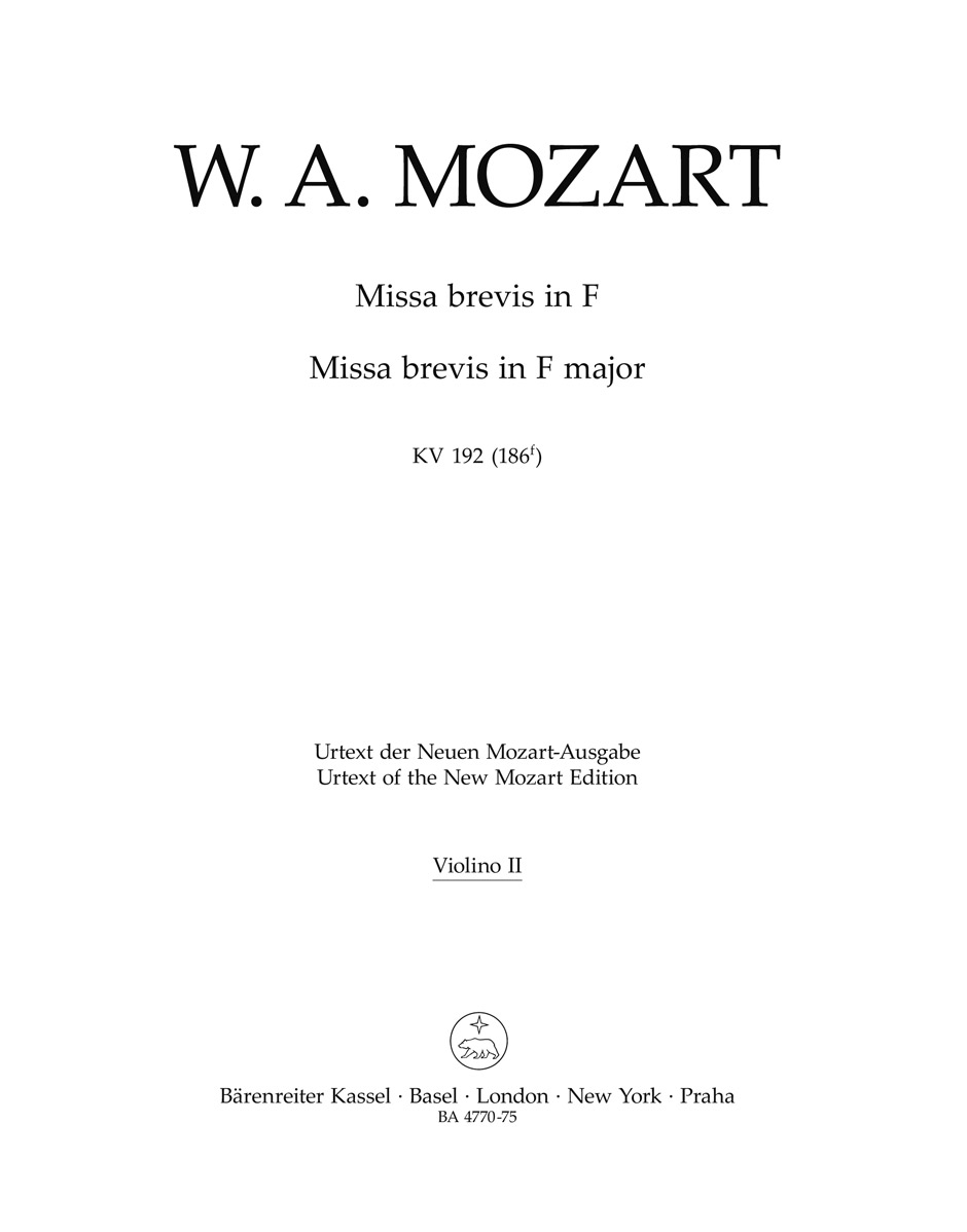 Missa brevis F-Dur KV192&nbsp;&nbsp;für Soli, Chor und Orchester&nbsp;&nbsp;Partitur