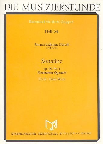 Sonatine op.20,1  für 4 Klarinetten  Partitur und Stimmen