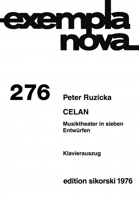 CELAN KLAVIERAUSZUG  MUSIKTHEATER IN 7 ENTWUERFEN  ZEHN, MARTIN, ED