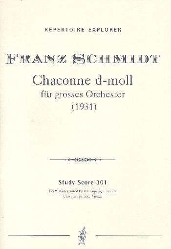 Chaconne d-Moll für  grosses Orchester  Studienpartitur