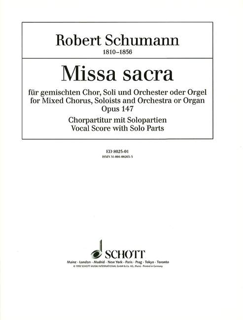 Missa sacra op. 147&nbsp;&nbsp;für gemischten Chor (SATB) und Orchester oder Orgel&nbsp;&nbsp;Chorpartitur - mit Solopartien