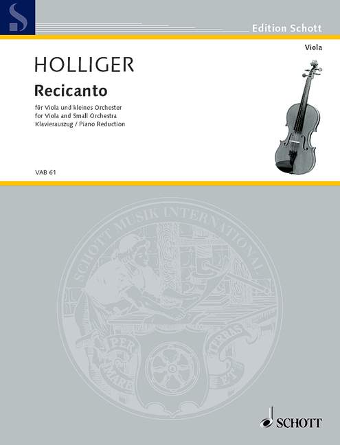 Recicanto  für Viola und kleines Orchester  Klavierauszug mit Solostimme