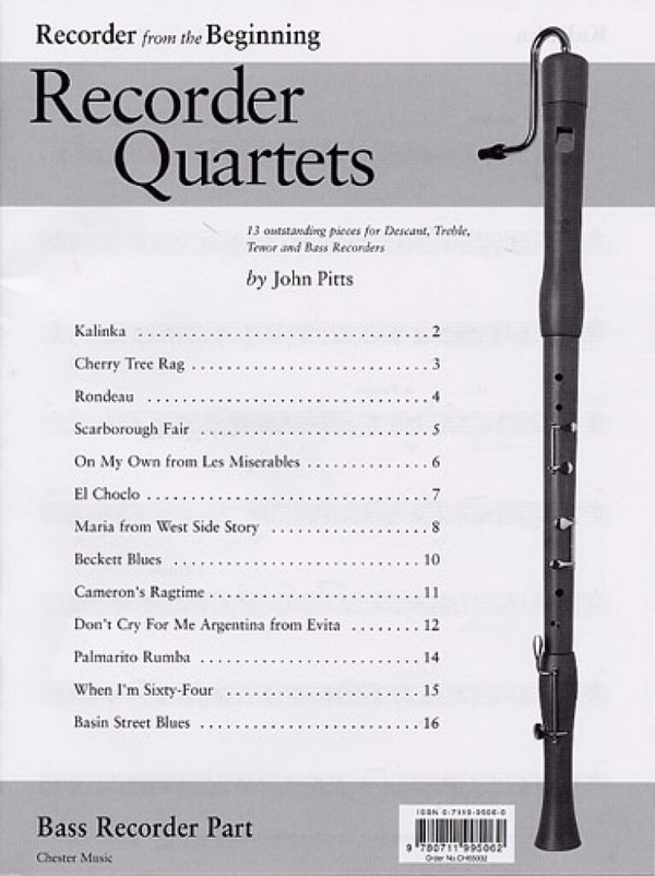 Recorder from the Beginning&nbsp;&nbsp;recorder quartets&nbsp;&nbsp;bass recorder