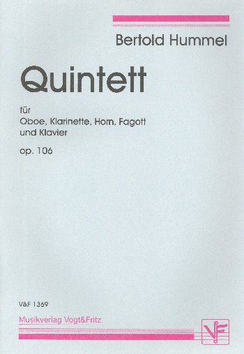 Quintett op.106 für Oboe,  Klarinette, Horn, Fagott und Klavier  Partitur und Stimmen