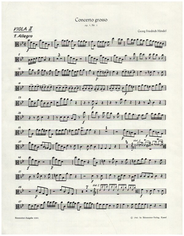 Concerto grosso B-Dur op.3,1&nbsp;&nbsp;für Orchester&nbsp;&nbsp;Viola 2