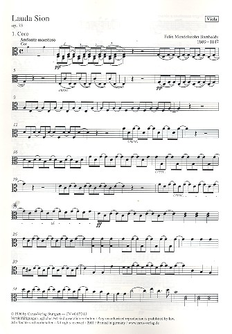 Lauda Sion op.73 &nbsp;&nbsp;für Soli (SATB), Chor und Orchester&nbsp;&nbsp;Viola