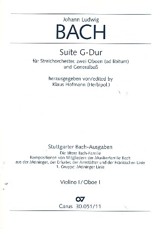 Suite G-Dur für Streichorchester,  2 Oboen ad lib. und Bc  Violine 1 / Oboe 1