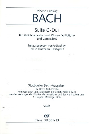Suite G-Dur für Streichorchester,  2 Oboen ad lib. und Bc  Viola