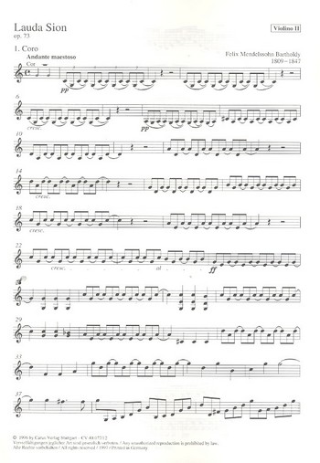 Lauda Sion op.73 für Soli (SATB),&nbsp;&nbsp;Chor und Orchester&nbsp;&nbsp;Violine 2
